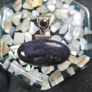 Purple and Silver Pendant Necklace
